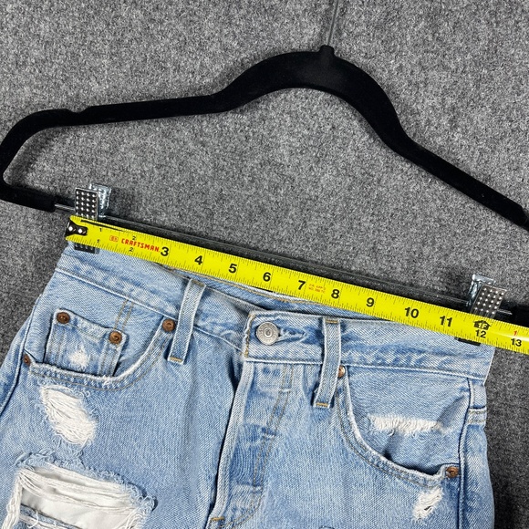 Levis Premium 501 Denim Shorts Cut Off Distressed Button Fly Big E Size 23 #1232 - Picture 6 of 9